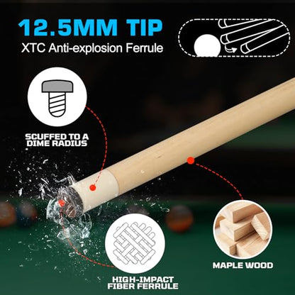 Banly Pool Cue Stick - 58 inch Canadian Maple Billiard Pool Stick with 13mm Cue Tip, House Bar Pool Cue Sticks for Professional Billiard Players, Yellow