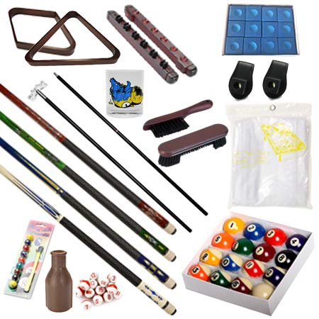 Pool Table - Premium Billiard 32 Pieces Accessory Kit - Pool Cue Sticks Bridge Ball Sets (Kit-3)