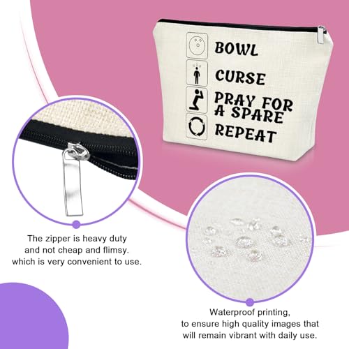 Sazuwu Bowling Lover Gifts Makeup Bag Bowling Team Gifts for Women Coach Sports Lover Present Bowlings Ball Zipper Pouch Graduation Gift Christmas Birthday Present Travel Toiletry Pouch - color: BOWL CURSE PRAY FOR A SPARE REPEAT Style1