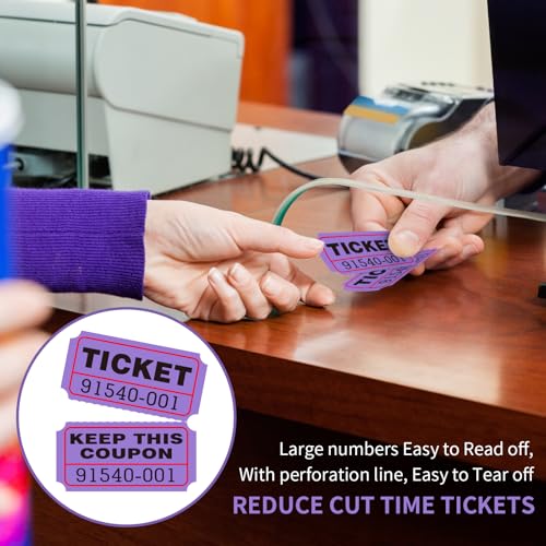 L LIKED Raffle Tickets Double Rolls 1000 Per Roll 50/50 Raffle Tickets for Events,Carnivals, Entry, Class Reward, Prizes(Purple) - color: 1000 Purple
