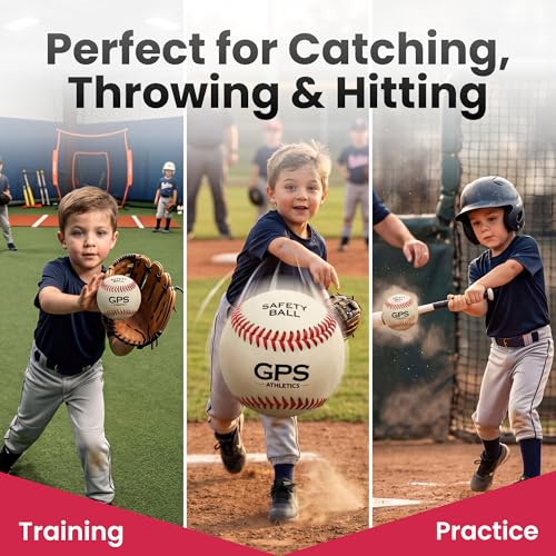 GPS Athletics Soft Practice Baseballs for Kids – Low Impact Safety Training Baseballs for Youth Baseball Practice & Indoor Training, Durable Soft Baseballs with Raised Seams, 6 Pack