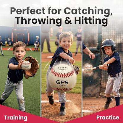 GPS Athletics Soft Practice Baseballs for Kids – Low Impact Safety Training Baseballs for Youth Baseball Practice & Indoor Training, Durable Soft Baseballs with Raised Seams, 6 Pack