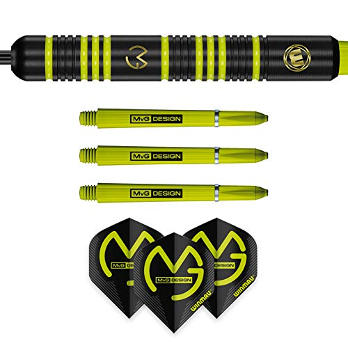 Winmau Michael Van Gerwen MvG Ambition Brass Steeltip Darts Set 22g with MvG Flights and Nylon Shafts (Stems)