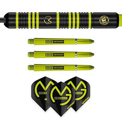 Winmau Michael Van Gerwen MvG Ambition Brass Steeltip Darts Set 22g with MvG Flights and Nylon Shafts (Stems)