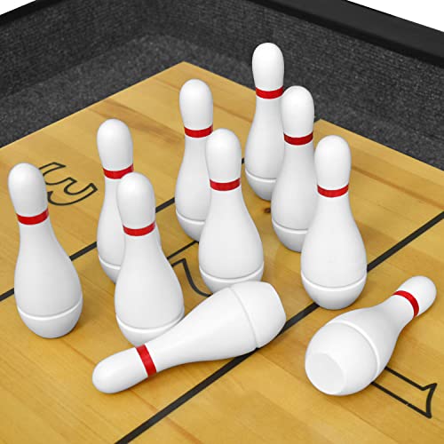 Tabletop Shuffleboard Bowling Pin Set Portable Shuffleboard Bowling Pin Game,Solid Wood Shuffleboard Bowling Curling Games- Easy Carry - color: White
