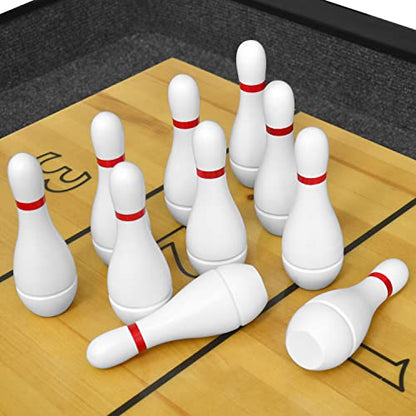 Tabletop Shuffleboard Bowling Pin Set Portable Shuffleboard Bowling Pin Game,Solid Wood Shuffleboard Bowling Curling Games- Easy Carry - color: White