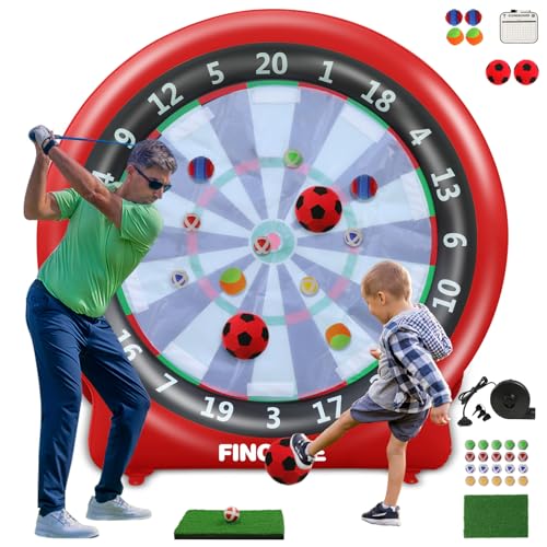 Giant Inflatable Dartboard, Kick Darts Outdoor Indoor Soccer Dartboard Game Golf Dart Throw Darts with Pump, Giant Dart Board Target Yard Games for Kids & Adults 20+Games - style: Red Dartboard