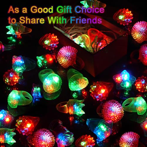 OLUPP Light Up Rings, Glow In The Dark Party Supplies, 6 Style Flashing Glow In The Dark Rings - style: 150 Pack