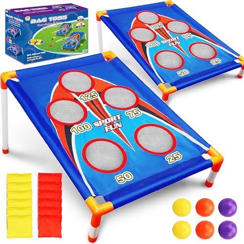 TOY Life Bean Bags Toss Carnival Games, Cornhole, Outdoor Toys for Kids Ages 4-8, Backyard Game Sports & Outdoor Play, Outside Toys for Ages 5-7, Family Lawn Yard Games Birthday Party, Gift for Boys - color: 2 Pack Bean Bags Toss Game