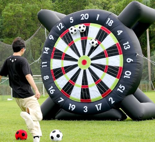 10FT Inflatable Soccer Dart Board for Adults Family, Giant Inflatable Games Inflatable Carnival Outdoor Games Soccer Field with 8pcs Balls, Lawn Kick Darts for Yard Backyard, Commercial Quality