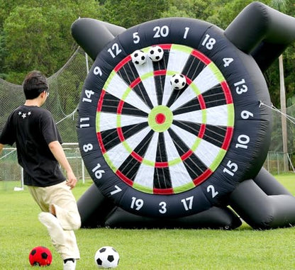 10FT Inflatable Soccer Dart Board for Adults Family, Giant Inflatable Games Inflatable Carnival Outdoor Games Soccer Field with 8pcs Balls, Lawn Kick Darts for Yard Backyard, Commercial Quality