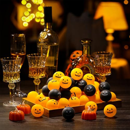 Seenelling 200 Pcs Christmas Table Tennis Balls Green Red Novelty Table Tennis for Game Christmas Party Favors Playing Decoration Props - style: Halloween Style