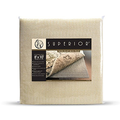 Superior Area Rug Pad, Non-Slip, Non-Skid, Floor Protector, Table Runner, Hardwood And Tile Floors Padding, Washable, Place Mats, Gripper Mat, Slide Stoppers, Rubber Rug Grip, 8' x 10', Cream - size: 8' x 10' (Rectangular)
