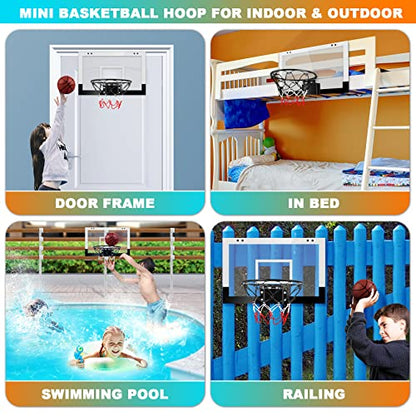 Indoor Basketball Hoop Boys Gifts for Teens Door Room Basketball Hoop Mini Hoop with Scoreboard, 3 Balls and Batteries Basketball Toys for 8 9 10 11 12 - style: BlackWhite Basketball Hoop without Scoer