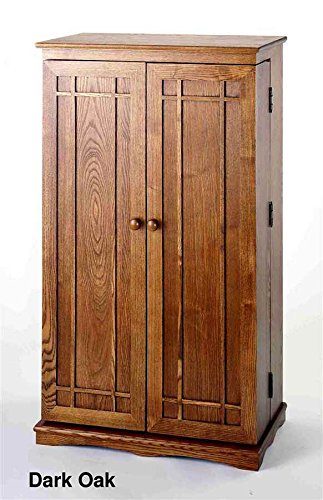 Leslie Dame Solid Oak Multimedia Storage Cabinet with Classic Mission Style Doors, Walnut - color: Walnut