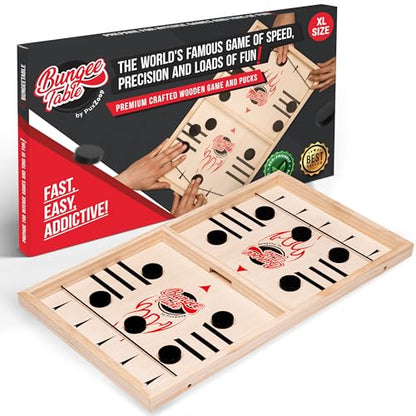Fast Sling Puck Game - Test Your Speed and Accuracy with This Fast-Paced Wooden Air Hockey Board Game - Guaranteed Fun for Family Night or Friends Party - style: Extra Large