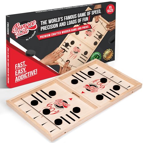 Fast Sling Puck Game - Test Your Speed and Accuracy with This Fast-Paced Wooden Air Hockey Board Game - Guaranteed Fun for Family Night or Friends Party - style: Extra Large