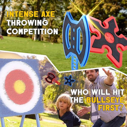 Throwing Axe for Axe Throwing Game for Backyard, Throwing Axe Set with Throwing Star for Outdoor Games, Durable and Fun for All Ages - style: 8 Axes+8 Stars