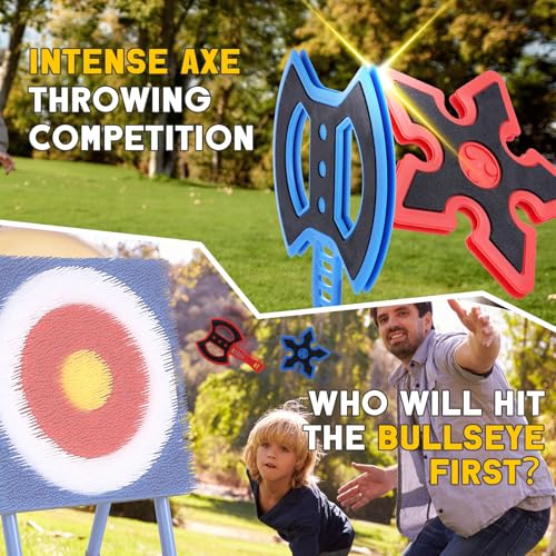 Throwing Axe for Axe Throwing Game for Backyard, Throwing Axe Set with Throwing Star for Outdoor Games, Durable and Fun for All Ages - style: 8 Axes+8 Stars