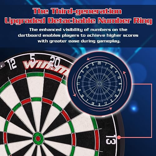 WIN.MAX Dart Board - Bristle Steel Tip Dartboard for Adults Bristle Steel Tip Dart Board Set with 12 Darts Metal - style: NEW