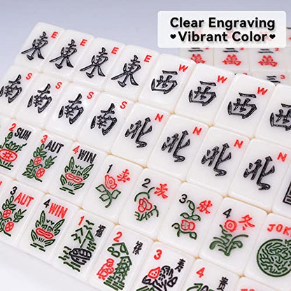 drizzle Travel Mini American Mahjong Set - 166 White Tiles Includes Jokers 0.8" White Melamine Material - with Racks Instructions and Duck Bag 2.20 Pounds - color: Duck, size: 20MM-Mahjong