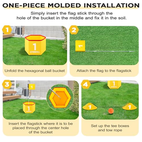 Backyard Golf Set for Kids, Adults and Family, Portable 9 Holes Golf Course with Balls, Flags and Carry Bag for Lawn, Park, Beach and Hotel - Yellow