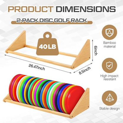 Weysat 1/2 Pack Disc Golf Storage Rack Wall Mount Disc Golf Accessories Organizer Rack Holder Basket Shelf for Home Garage - style: Wood