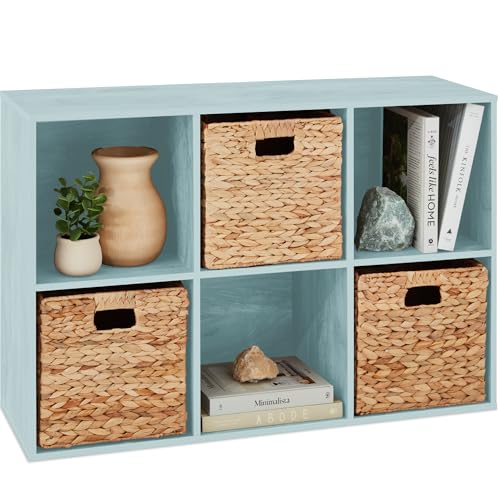 Best Choice Products Kids Bookcase 6-Cube Storage Organizer, 13.5in Shelf Opening, Bookshelf, Toy Storage, Customizable w/ 3 Removable Back Panels – Light Blue - color: Light Blue, size: 6-Cube, 13.5in Shelf Opening