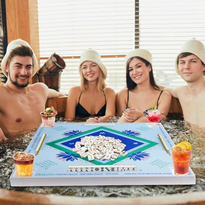 32x32 Inch Large Mahjong Floating Game Table for Pool Swimming Pool and Hot Tub Float Board for Mahjong Card Games Dominoes Poker Adults Pools Game Tray for Summer Beach Indoor Outdoor(Blue Green) - style: Blue Green