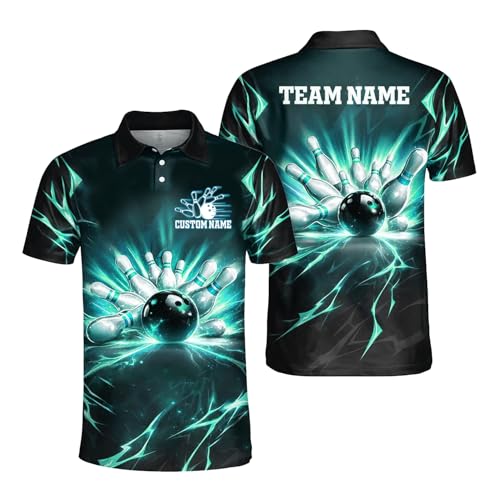 GABITA Personalized Bowling Jerseys for Men, Custom Bowling Polo Shirt, Bowling Shirts Gift for Bowler Team Player - color: A57