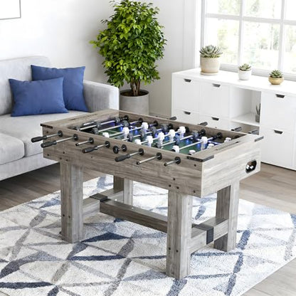 Smart LED Foosball Table with Electronic Scoreboard & Sound, 56" Arcade Soccer Game for Game Room & Party Fun