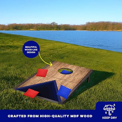 Portable Cornhole Board Set 24"x15", Foldable Wooden Travel Size Corn Hole Game Sets