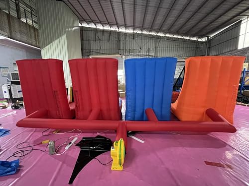 4 in 1 Inflatable Carnival Game Inflatable Sport Games Multi Sports Play Ring Toss Basketball Hoop Game for School Playground/Family/Team - style: 4 in 1