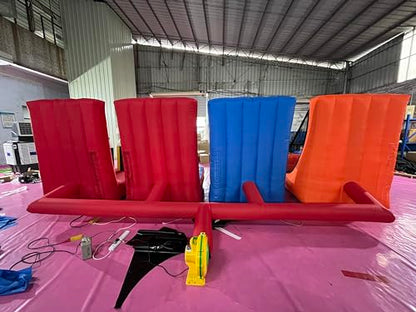 4 in 1 Inflatable Carnival Game Inflatable Sport Games Multi Sports Play Ring Toss Basketball Hoop Game for School Playground/Family/Team - style: 4 in 1