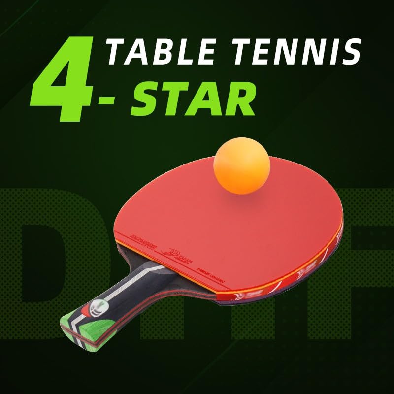 Professional Ping Pong Paddle, High Performance Table Tennis Racket for Training and Competition, 5 Layers of Pure Wood + 2 Layers of Carbon, Flared Handle