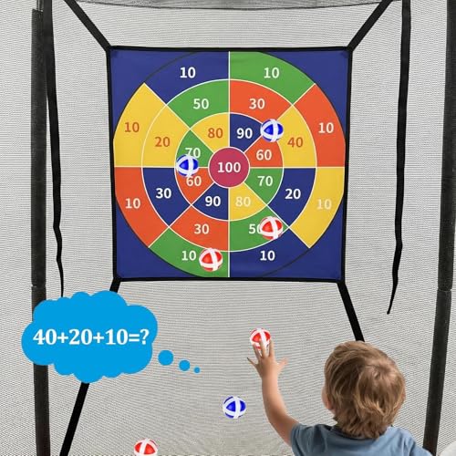 Trampoline Dart Board Game - Sticky Ball Target Toy Set, Interactive Trampoline Sticky Ball Games,Outdoor Indoor Party Game for Kids Adults Backyard Birthday Neighborhood Use