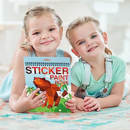 AEAHALY Animal Crafts for Kids Ages 4-8 Sticker Paint Books Sticker Book for Kids Ages 4-8 Boys and Girls Birthday Gifts Party Favor, Travel Activity Book Set for Learning - style: Animal