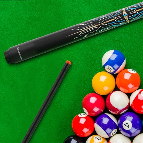 HomeSeason Glass Fibre Pool Cue Stick 58" Billiard Cue Sticks Professional Low Deflection Pool Sticks - color: C with bag