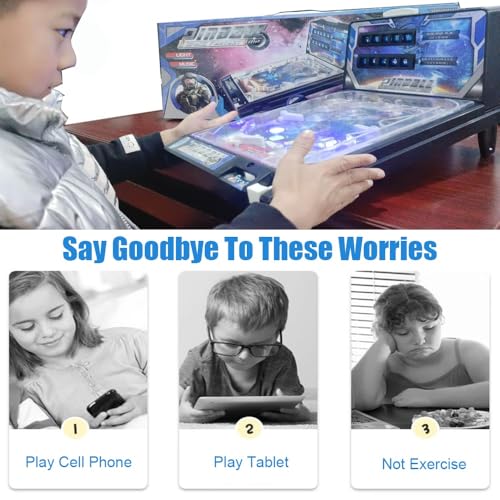 Electronic Tabletop Pinball Game Classic Pinball Toy with Lights Sounds and Scorer Retro Pinballs Machine Desktop Pinballs Game for Family Kids