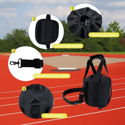 Shot Put Bag Carrier for 6 to 16 Pound Shot Put | Durable, Foam Pad, Comfortable Handle, Adjustable Shoulder Strap