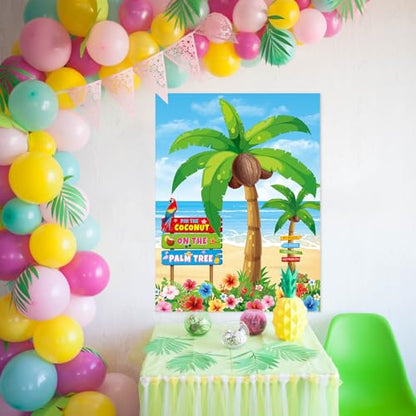 Faccito Hawaiian Party Game Luau Games Summer Tropical Pin The Sunglasses on Pineapple Pin The Coconut on Palm Tree with 24 Pcs Stickers for Tiki Summer Beach Hawaii Luau Party Supplies(Coconut) - style: Palm