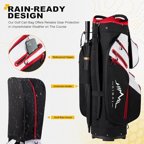 uniHimal Golf Cart Bag, 15 Way Organizer Divider Top with Handles and Rain Cover - color: Black-White