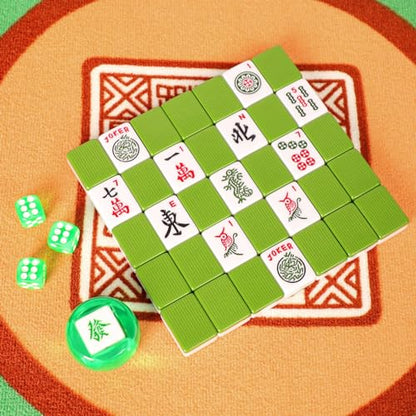 American Mahjong Game Set, 166 Green Tiles, 4 All-in-One Color Rack/Pushers, Complete Mahjong Tile Set，Green Carrying Bag - color: Green