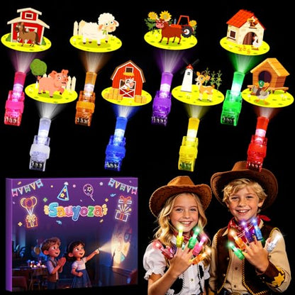 36 Pack Farm Party Favors LED Finger Lights, Glow Farm Animal Birthday Party Gifts for Kids, Goodie Bag Stuffers Classroom Treasure Box Prizes - style: Farm Animal