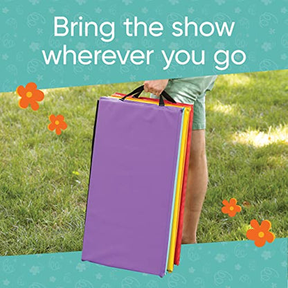 Hearthsong Tumbling Mat for Kids, 5-Panel Thick 1.25" Foldable Exercise Mat for Yoga, Pilates, Stretching, Folding Gymnastics Mats at Home, Gym Workout - color: Rainbow