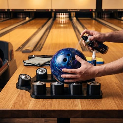 Bowling Release Trainer Tool, 360° Smooth Rotation Desktop Stand for Bowling Practice, Portable Open-Top Bowling Ball Accessories - color: Black rectangle