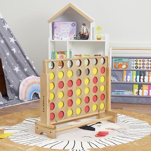 TWIDDLERS - Wooden Giant 4 in a Row Game Outdoor Indoor in 3 Height Levels (All Weather) with Carrying Bag, Life Size Four in a Row Wedding Yard Games for Kids Adults Family, Jumbo Connect Board Game