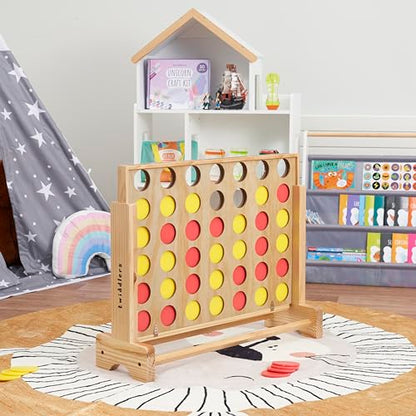 TWIDDLERS - Wooden Giant 4 in a Row Game Outdoor Indoor in 3 Height Levels (All Weather) with Carrying Bag, Life Size Four in a Row Wedding Yard Games for Kids Adults Family, Jumbo Connect Board Game