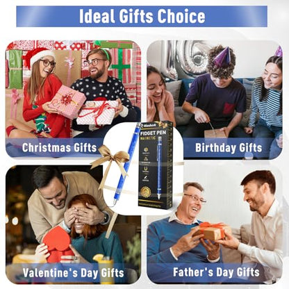 Gifts for Men Fidget Pen, Back to School Supplies, Anniversary Birthday Gifts for Teens Him Boyfriend, College School Supplies Gift for Teachers Teens Boys Girls, Multifunction Pen Cool Stuff Gadgets - color: Blue