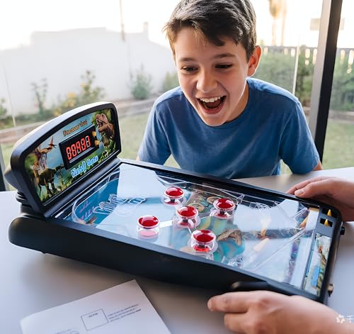 Dinosaur Pinball Machine, Tabletop Arcade, LED Scoreboard, 8+ | Dinos Pinball Game for Kids & Adults, 16.5" Compact Size, Lights & Sound Effects, Family Fun, Birthday Gift